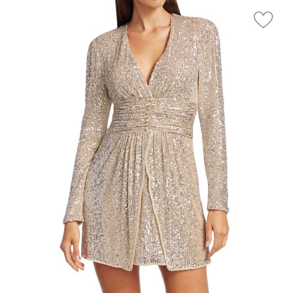 Ramy Brook Jenny Beaded Sequin Mini Dress Silver size 6 nwt new
